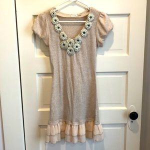 Francesca’s Bluebird knit dress ruffle flower S